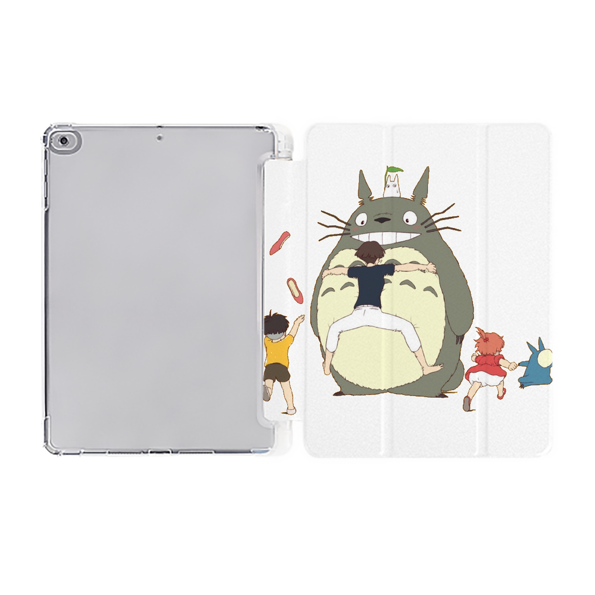 （画像用） となりのトトロ 草壁メイ 草壁サツキ My Neighbor Totoro Satsuki Kusakabe Mei Kusakabe IPad ケース ペン収納付き 三つ折りスタンド PUレザー×シリコン 対応機種9.5/10.5/10.9インチ